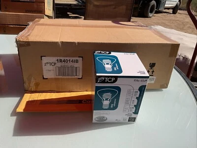 New Box Of (12) TCP Fluorescent Light Bulbs 14W Instabright R40 2700K - Image 1 of 3