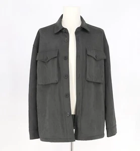 ZARA Men's Faux Suede Overshirt Light Jacket Grayish Green Size XL - Picture 1 of 9