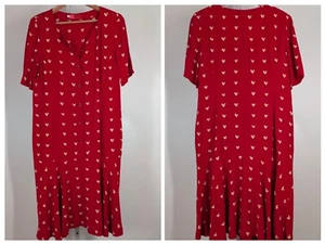 Emanuel Ungaro Solo Donna Paris Red Heart AOP Red Love Dress Vintage 50 Italy - Picture 1 of 7