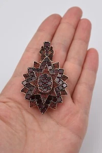 Antike viktorianische böhmische Granat Anhänger Brosche Sternform - Bild 1 von 19