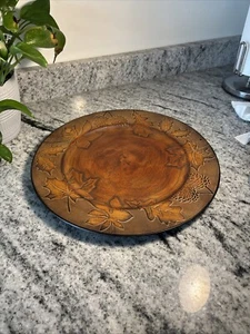 Autumn Fall Thanksgiving Round Brown Leaf Acorn Charger Centerpiece - Picture 1 of 7