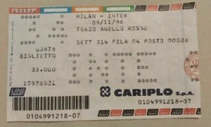 BIGLIETTO del derby MILAN/INTER 08/11/1998 2-2 GOL DI RONALDO - WEAH - Foto 1 di 1