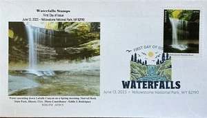 AFDCS 5800 Waterfalls Stamp Issued Yellowstone NP DCP Starved Rock Illinois  - Imagen 1 de 1