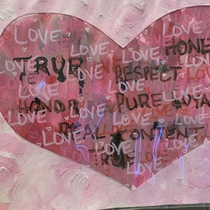Mixed Media 9x12 Graffiti Heart - Picture 1 of 4
