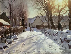 Peder Mork Monsted: ""Prima neve"" (1923) — Stampa Belle Arti Giclee - Foto 1 di 7