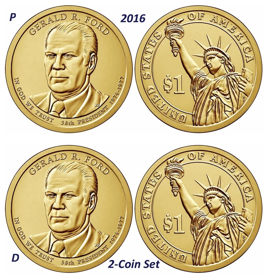 2016 P + D  President GERALD R. FORD Presidential Golden Dollar   2-Coin Set - Image 1 of 1