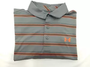 Under Armour Heatgear Golf Pullover Polo Shirt Men's Size Large Gray/Orange - Picture 1 of 7