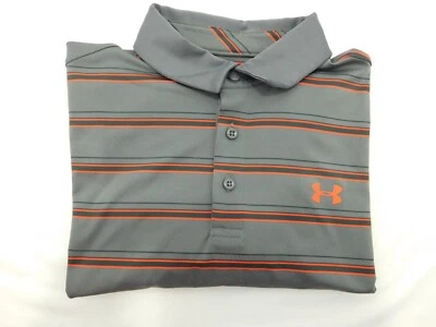 Under Armour Heatgear Golf Pullover Polo Shirt Men's Size Large Gray/Orange - Image 1 of 4