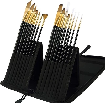 MONT MARTE Pinsel Set mit 15 x diverse Pinsel in Tasche für Wasser-, Acryl- & Ölfarben