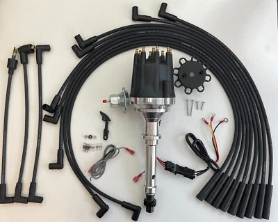 Cadillac 429 7,0 L 1964 1965 negro distribuidor HEI de tapa pequeña + cables de enchufe de 8 mm EE. UU. Foto 1 de 4