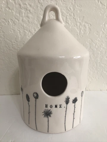 Magenta Rae Dunn Ceramic HOME Birdhouse Stamped Floral By Magenta 8” Cover