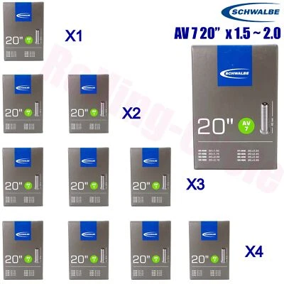 1pack - 4pack Schwalbe Tubes 406/428 AV7 20"x1.5-2.0 Schrader Bike Inner Tube - Image 1 of 2