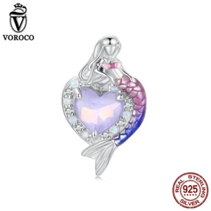 Pulsera Voroco Moda Mujer Plata Esterlina 925 Sirena Cuentas Dije Ajuste Regalos - Imagen 1 de 14