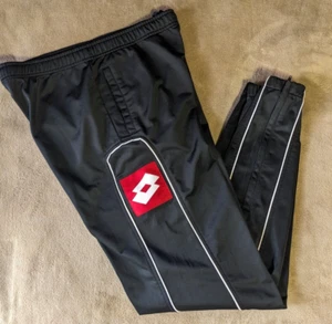 Vintage Mens Small Italian Lotto Pumas Black Track Pants Athletic 90s - Picture 1 of 5