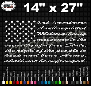 2nd Amendment American Flag Truck Back Glass Vinyl Decal Sticker - Picture 1 of 1