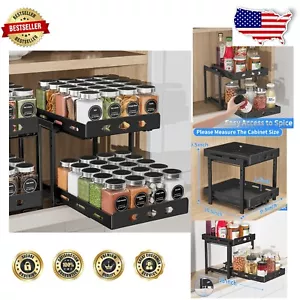 2-Tier Pull Out Spice Rack Organizer - Adjustable & Space-Saving for Cabinets - Picture 1 of 11