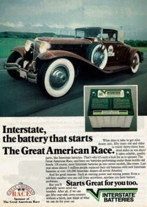 1985 Vintage Print Ad Interstate The Battery That Starts The Great American Race - Picture 1 of 2