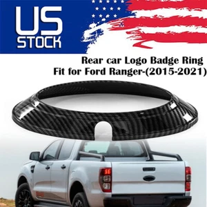 For 2015-2022 Ford Ranger Carbon Fiber Rear Car Logo Emblem Badge Ring Cover Cap - Picture 1 of 10