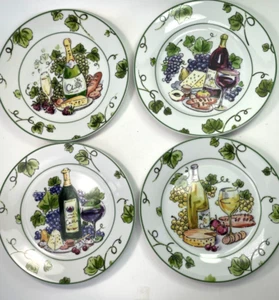 Godinger Home Essentials Dessert Plates Cheese Wine Grapes 7.5" Set of 4 C95 - Picture 1 of 19