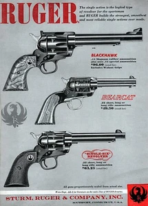 1961 Ruger Single Six Bearcat & Blackhawk Revolver Original Print Ad - Picture 1 of 1