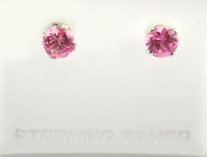 PINK SAPPHIRES 1.20 Cts STUD EARRINGS .925 Sterling Silver * NEW WITH TAG * 