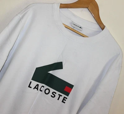 Lacoste 3XL (Fr8) White C-Neck, Pit To Pit 26.5"= 67 cm, Logo Sweatshirt (V1265) - Image 1 of 4