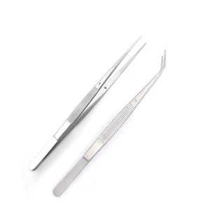 Set di 2 pinzette dentali college seghettate 6" dritte e curve pinza college S.ST - Foto 1 di 3