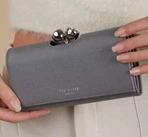 TED BAKER Rosyela Large Bobble grey  leather  Purse in branded box  BNWT - Picture 1 of 8