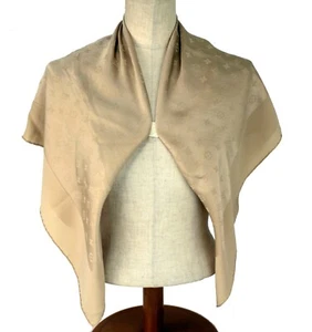 LOUIS VUITTON LV Monograma Logo Beige Seda Bufanda Accesorios Bueno Italia Usado - Imagen 1 de 15