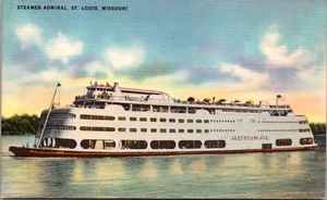 Postcard St Louis Missouri Streckfus Steamer Admiral Mississippi River Vintage - Picture 1 of 2
