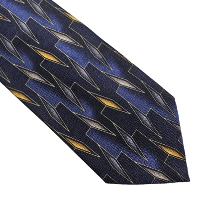 Corbata GC Internazionale para hombre 100 % seda 3,75"x 60" geométrica negra azul dorada Italia Foto 1 de 4