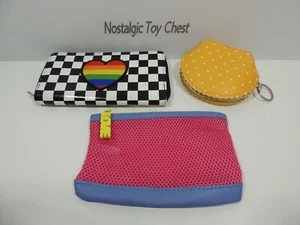 Checkered Wallet with Heart Coin Clam Black / White Purse Pink bag Pride - Picture 1 of 8