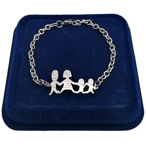 Bracciale Braccialetto Famiglia Acciaio Mamma Papà 2x Figlio Maschio Mod06 - Foto 1 di 3