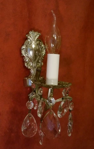 vintage small one light silver nickel finish wall lamp pair fine old sconces Cover