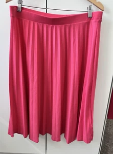 M&S Collection Size 16 Bright Coral Pink Jersey Stretch Pleated Pull On W34" - Picture 1 of 9