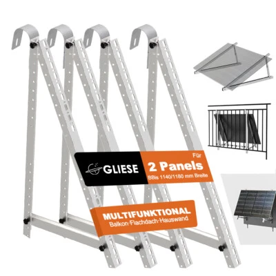 GLIESE Balkonkraftwerk Geländer 114cm 118cm Solar Modul Halterung Aufständerung Balkon