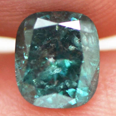 Cojín Corte Diamante Elegante Color Turquesa Suelto Mejorado Certificado I1 0.86 Quilates Foto 1 de 4