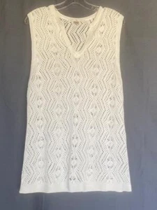 NWOT Sz XL BOSTON PROPER Winter White Crochet 100% Rayon Tunic Tank Top New - Picture 1 of 3
