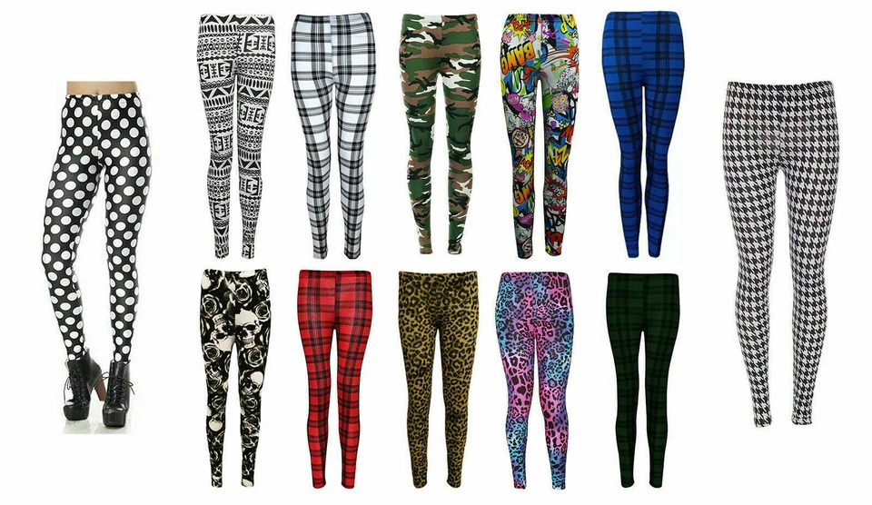 Leggings jeans femininas estampadas comprimento total calças elásticas leggings skinny - Imagem 1 de 1