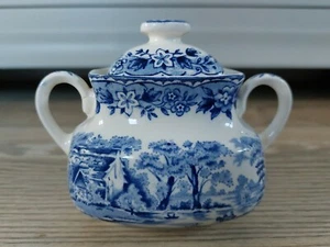 Zuckerdose Staffordshire Blue Pottery by Alfred Meakin Edinburgh Vintage Antik - Bild 1 von 7