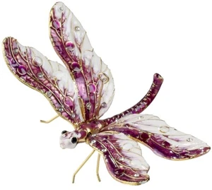 ÚLTIMO Artesanía Kubla Esmalte Joyas Púrpura Blanco Libélula Ornamento ENVÍO GRATUITO - Imagen 1 de 1