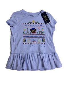 Polo Ralph Lauren Girls Polo Bear Cotton Jersey Peplum Tee Blouse Top Size 6 NWT - Picture 1 of 10