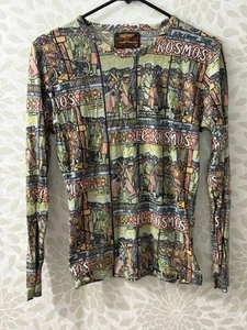 Vintage 70s Sundowner Erika Strasberg Women’s M France Graphic Print Top Tee - Picture 1 of 7