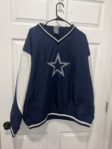 NFL Dallas Cowboys Mens Windbreaker Jacket XL Navy Blue Nylon Short Pullover - Picture 1 of 5