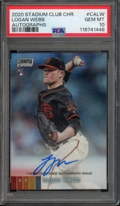 2020 Topps Stadium Club Chrome LOGAN WEBB #CALW RC Rookie Refractor Auto PSA 10 - Picture 1 of 2