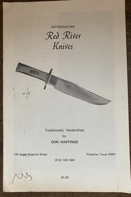 DON HASTINGS RED RIVER HANDMADE KNIFE BROCHURE CATALOG CUSTOM KNIVES 1976 TEXAS - Image 1 of 4