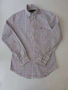 Ralph Lauren Slim Fit stretch Oxford Blue White Red check ,Size Small - Picture 1 of 4