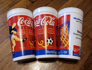 3er Set Coca Cola Coke Detroit Trinkbecher groß WM USA'94 - Bild 1 von 3