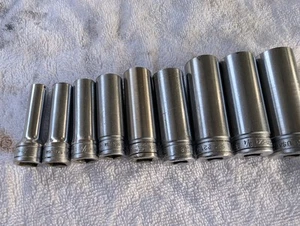 Snap-On 9-Piece 3/8" Drive 6-Point SAE Flank Drive® Deep Socket Set 5/16"-13/16" - Bild 1 von 23