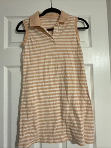 Vineyard Vines Girls Size L (16-18) Pique Polo Dress Orange And White Stripes - Picture 1 of 6